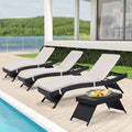 Outdoor Chaise Lounge Chairs + Coffee Table Set of 4