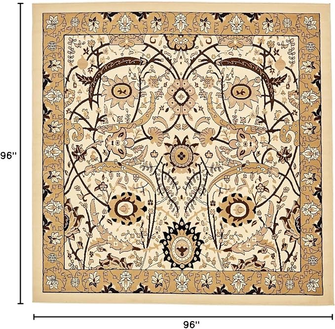 Unique Loom Espahan Collection Area Rug - Cape Cod (8'Square, Ivory/ Beige)