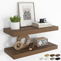 RICHFOCUS 24Inch Floating Shelves for Wall 2 Pack Shelves for Bedroom|Kitchen|Bathroom Wall Mounted Rustic Wood Floating Shelf with Invisible Brackets for Books|Storage|Decor, Walnut