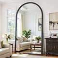 Full Length Mirror 82"×44" Floor Mirror Standing Tall Mirror, Arched Stand up Large Wall Mirrors, Freestanding Full Body Mirrors for Bedroom Living Room Wood Antique Style Black