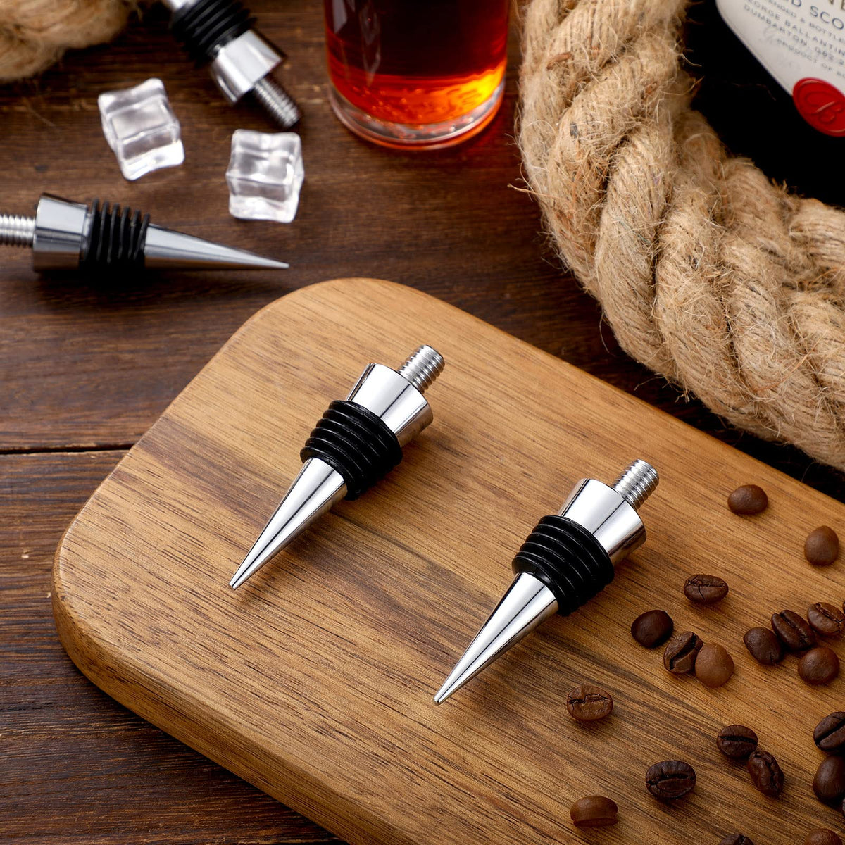 Honeydak 6 Pieces Stainless Steel Wine Bottle Stoppers Reusable Corks
