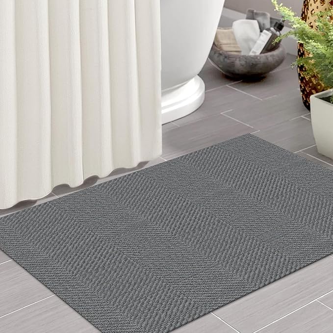 IOHOUZE Small Area Rug 2x3 Washable Woven Rugs for Entryway Non Slip Rubber Backed Front Door Rugs Indoor Doormat Throw Rug Floor Carpet for Entrance Kitchen, Charcoal/Dark Grey