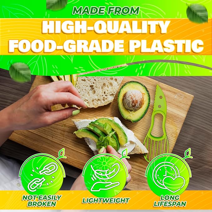 Avocado Slicer Tool 3 in 1, Peeler and Pit Remover, Durable Plastic