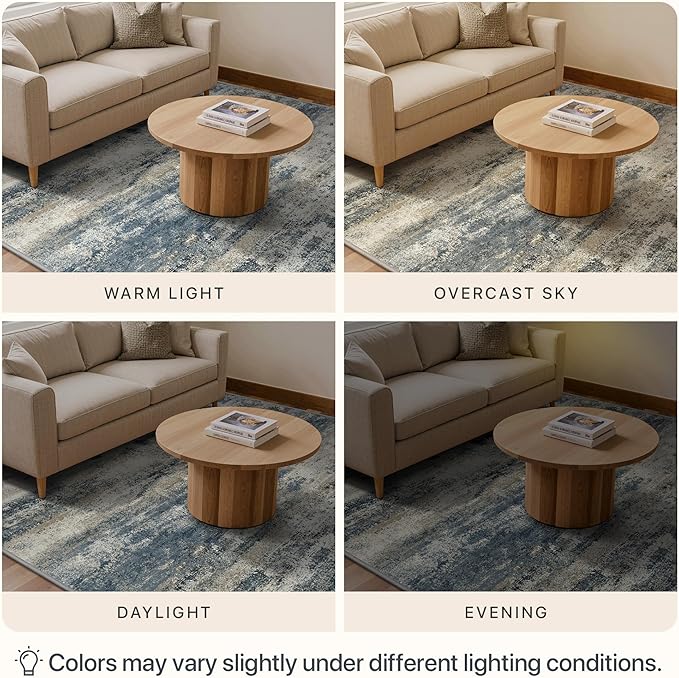 GENIMO Runner Rug Non Slip 2'6"x12', Washable Rug Runner for Hallways Kitchen, Abstract Modern Kitchen Rugs, Low Pile Lightweight Carpet Runners for Entryway, Bedroom, Laundry, Navy Blue