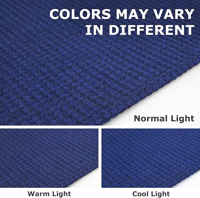 IOHOUZE Washable Runner Rug 2x6 Non Slip Runners for Hallways Entryway Runner Indoor, Kitchen Rugs Woven Cotton Floor Carpet for Kitchen Hall Entrance Bedroom, Royal Blue/Navy