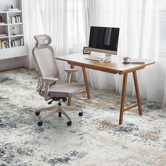 Washable Area Rugs for Living Room 9x12 - Large Neutral Modern Abstract Rug, Soft Low Pile Carpet with Non Slip Backing for Under Dining Room Table, Bedroom, Home, Office, Dorm - Green Yellow
