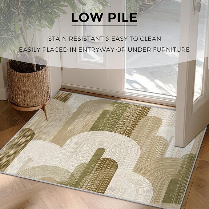 Abstract Geometry Rugs for Home Decor, 7x9 ft, Minimalist Geo Arched Area Rugs for Living Room, Soft Non Slip Washable Mid Century Modern Carpet Bedroom Decorations Dt-Ghf-19