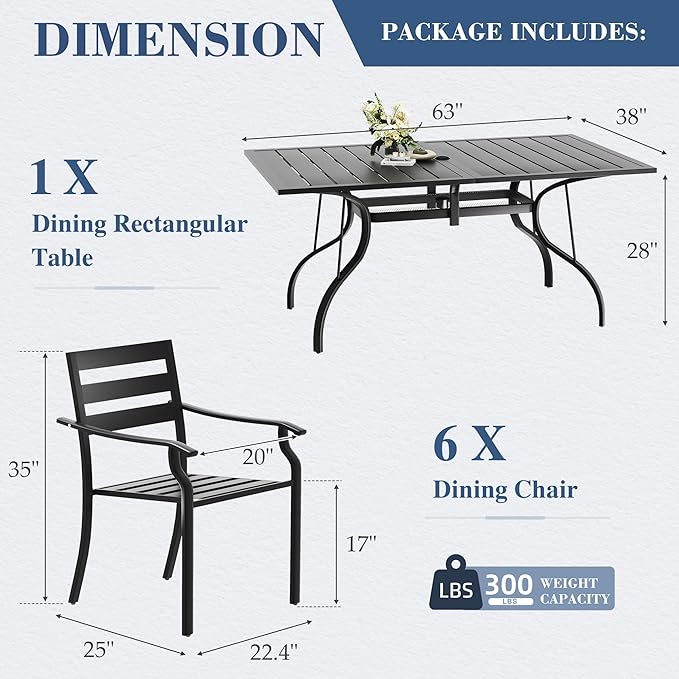 HOMREST 7 Piece Outdoor Patio Dining Set
