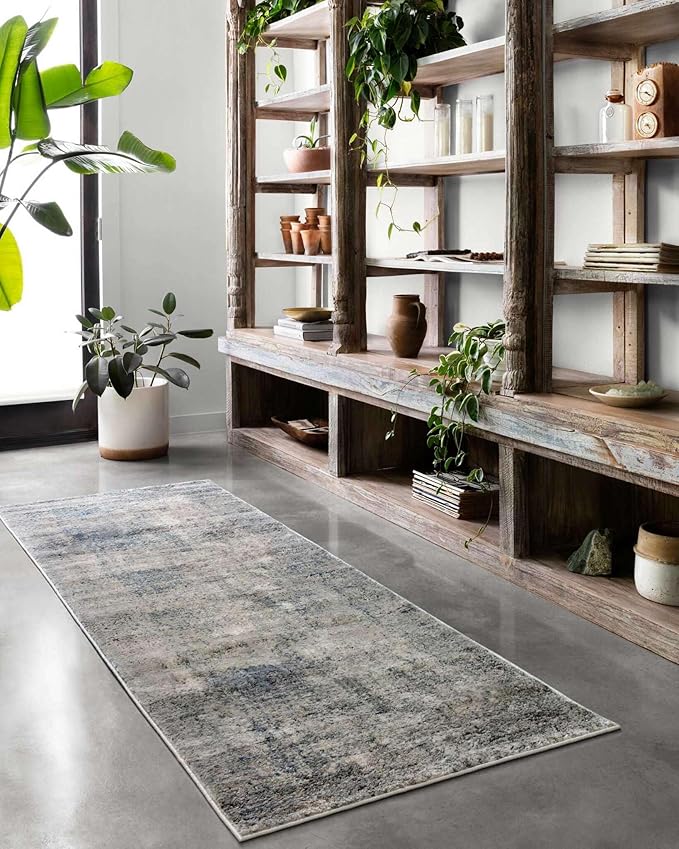 Loloi Teagan Collection TEA-05 Denim/Slate 11'-6" x 15' Area Rug, Large, Soft Neutral Rug, High-Traffic for Living Room, Bedroom, Home Office, Dining Area