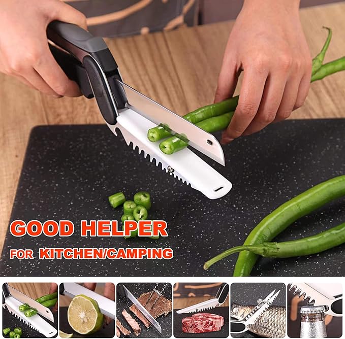 XGIZMOO Kitchen Scissors for Food Slicer Cutter,Quick Release/Install Kitchen Shears Cutting Board Knife Combo for Veggie,Carrots,cucumbers,potatoes,Barbecue Dishwasher Safe (Black)