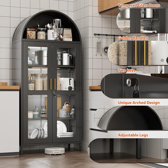78.74'' H Tall Metal Arched Cabinet