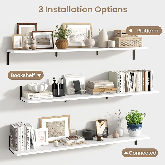 Fun Memories Deep Floating Shelves, 55W x 8D Floating Shelves Set of 2