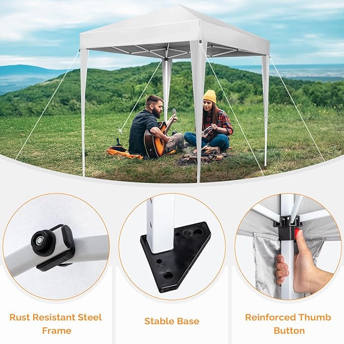 VINGLI 6.5x6.5 Pop Up Canopy Tent with Sidewalls, Outdoor Gazebo Canopy Tent, Patio Event Tents Outdoor Event Shelter for Parties (White)
