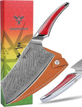 SANMUZUO 8 inch Chef Knife, Japanese VG-10 Damascus Steel Kitchen Knife, Ultra Sharp Cooking Knife with Full-tang Handle in Red Resin, LA-S9 Series