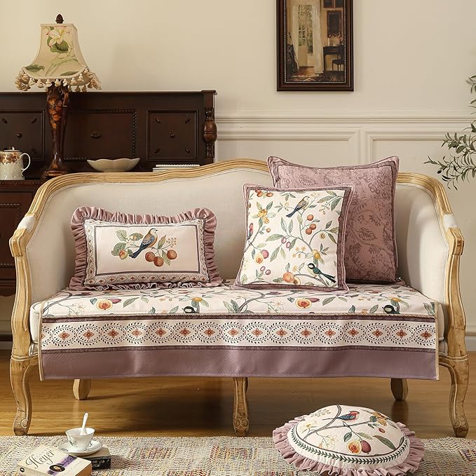 Square Pink Farmhouse Throw Pillow Covers Pack of 2,Birds and Flowers Pattern Cozy Velvet Pillowcases,Decoration Pillows Cushion Covers for Couch Sofa Bed Car Chair,18"x18"