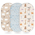 Baby Bassinet Sheets Girl Boy, Fitted Bassinet Sheet Set 3 Pack Bassinet Mattress Sheets Universal Fit for Rectangle, Round, Oval, Hourglass Mattress, Soft Breathable Blue & Apricot Bear