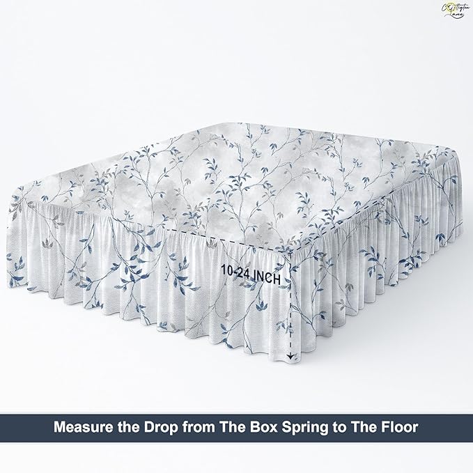 Cottington Lane Ruffled Bed Skirt King Size with Split Corner, Brushed Microfiber Hotel Quality Dust Ruffle, 16 Inch Drop Gathered Bedskirt, Soft, Stylish, Shrink & Fade Resistant, Neutral Nature