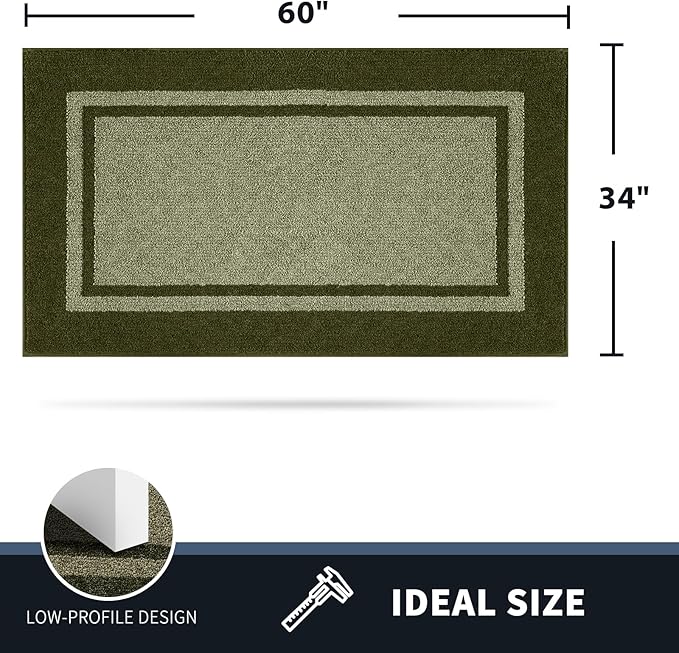 PURRUGS Dirt Trapping Door Mat 34" x 60", Non-Slip/Skid Machine Washable Entryway Rug, Shoes Scraper, Area Rug, Super Absorbent Welcome Mat for Muddy Wet Shoes and Paws, Budding Green & Sage Green