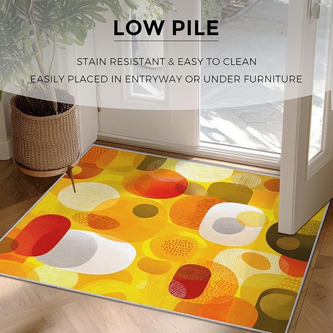 Abstract Geometry Rugs for Home Decor, 6x8 ft, Mid Century Modern Area Rugs for Living Room, Soft Non Slip Washable 70s 80s Geometric Carpet Bedroom Decorations Dt-Ghf-19