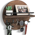 Key Holder for Wall Decorative with Shelf and Hooks, Unique Mail Organizer Wall Mount with Sunglasses Holder, Cute Circular Design Entryway Key Rack Hanger, Rustic Home Decor Boho Wall Decor