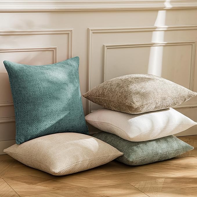 a moment Teal Chenille Throw Pillow Covers 12x20 Inch Pack of 2 Modern Decorative Throw Pillow Covers Farmhouse Cross Covers Home Decor for Sofa Bedroom Living Room