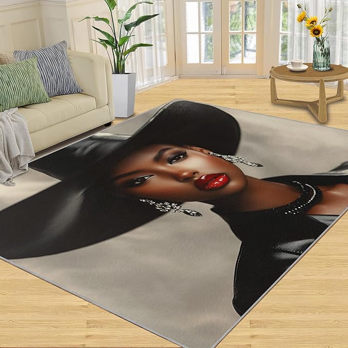 5x7 Fashionable Woman Rugs for Bedroom - Modern Woman Print Rug, Sexy Girl Rug Non Slip Soft Rugs for Living Room Hardwood Floors Teen Room