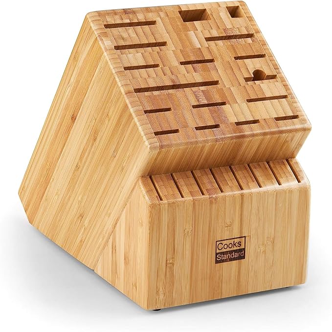 Cooks Standard Classic Bamboo 20-Slot Universal Knife Block without Knives
