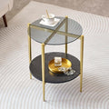 LumFurn Round Glass End Table, Mid-Century Modern Design Sofa Table