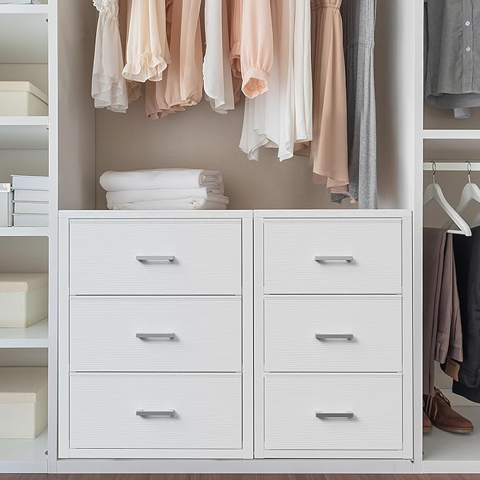 BOLUO Closet Drawers White 3 Drawer Dresser for Closet Organizers and Storage Bedroom Dorm Modern