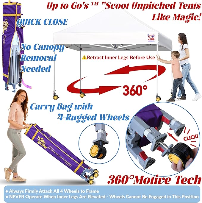 Tradesparker Pop Up Tent,Commercial Movable Canopy with ApexCore LED&Rugged Casters-Instant Easy Setup Shelter Canopies with Weight Bags&Stakes for Outdoor Events(8x12, with 4 Sidewalls, Navy Blue)