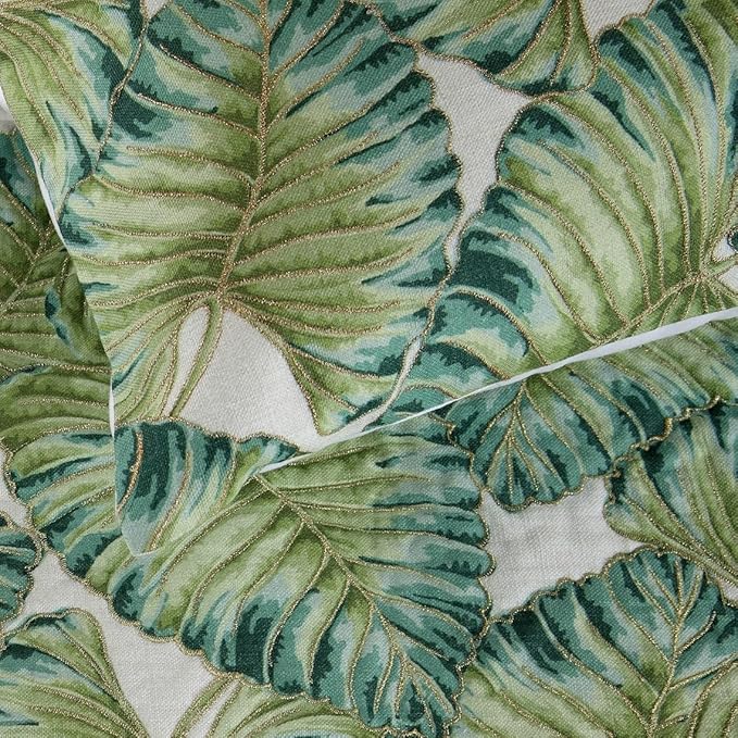 The HomeCentric Decorative Designer Handmade Bed Runner with Decorative Throw Pillow Cover, 53 x 18 Inch Designer Twin Size Bed Scarf in Printed Linen & Embroidery Bed Linen - Tropical Feeling