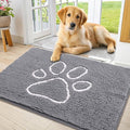 Smiry Dog Door Mat for Muddy Paws, Absorbent Dirt Trapper Non Slip Quick Dry Washable Chenille Mat for Mud Dogs, Entry Rug for Indoor and Outdoor (36x24 Inches, Grey and White)