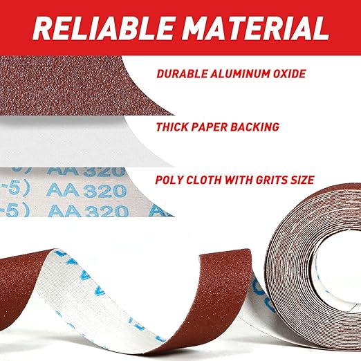 Emery Cloth Roll, 320 Grit Sandpaper Roll, Wet and Dry Emory Cloths