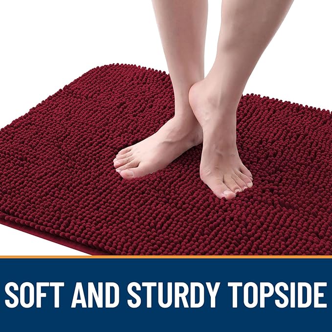 OLANLY Dog Door Mat for Muddy Paws 54x32, Absorbs Moisture and Dirt, Absorbent Non-Slip Washable Doormat, Quick Dry Chenille Mud Mat for Dogs, Entry Indoor Entryway Carpet for Inside Floor, Burgundy
