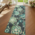 Lahome Floral Runners for Hallways - 2x6 Kitchen Runner Rugs Non Skid Washable Non-Slip Laundry Room Rug Throw Low-Plie Entryway Rug Blue Paisley Print Carpet Runner for Bedroom Bathroom Living Room