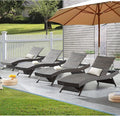 79'' Outdoor Wicker Reclining Lounge Chair Long Reclining Chaise Lounge Set
