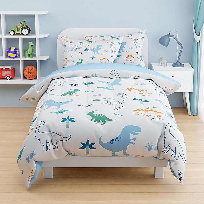 SANDJEST Dinosaur Duvet Cover Sets Full Size for Kids Boys, Incude 1 Polyester Comforter Cover 80x90 Inches and 2 Pillowcases 20x26 Inches, Comforter Not Included, Gift for Christmas Birthday