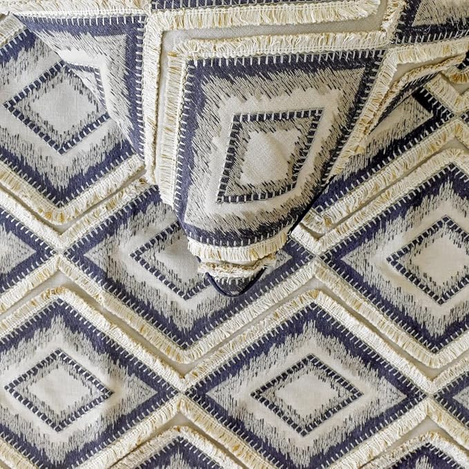 The HomeCentric King/Queen/Twin Blue Decorative Twin 53"x18" Bed Runner Without Pillow Cover, Lace & Moroccan Decor Bed Scarf on Jacquard Fabric - Akida
