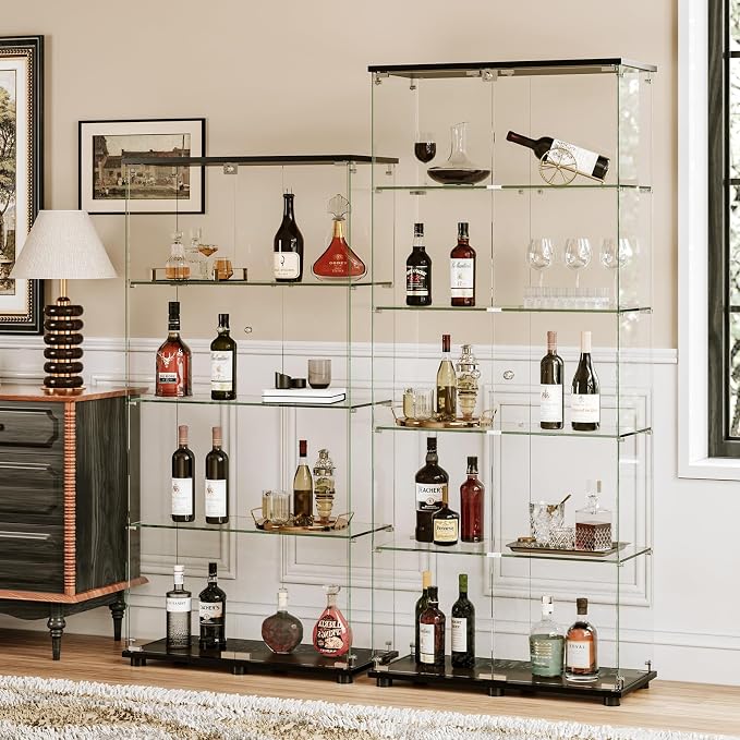 APRILSOUL Glass Display Cabinet 5-Shelf