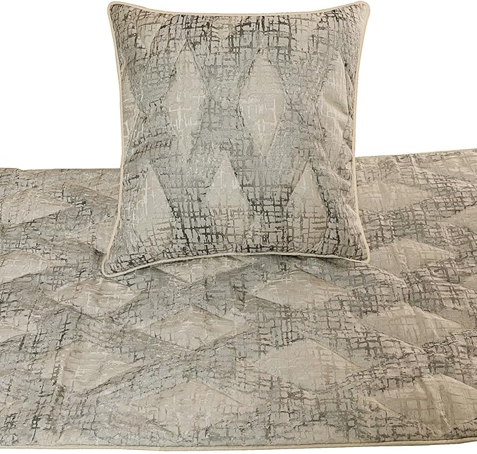 The HomeCentric King Queen Twin Grey Decorative King 90"x18" Bed Runner Without Pillow Cover, Quilted Bed Scarf on Jacquard Fabric - Graphitti Grey