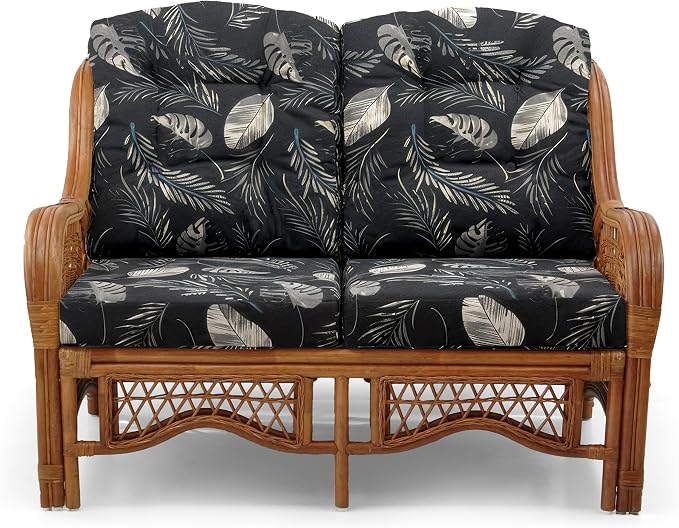 Malibu Lounge Loveseat Sofa Natural Rattan Wicker Handmade Design, Colonial