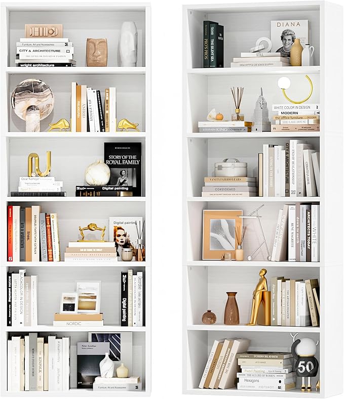 Furniwell 71" Tall Bookcase Bookshelves, 6 Tier Floor Standing Bookcases Open