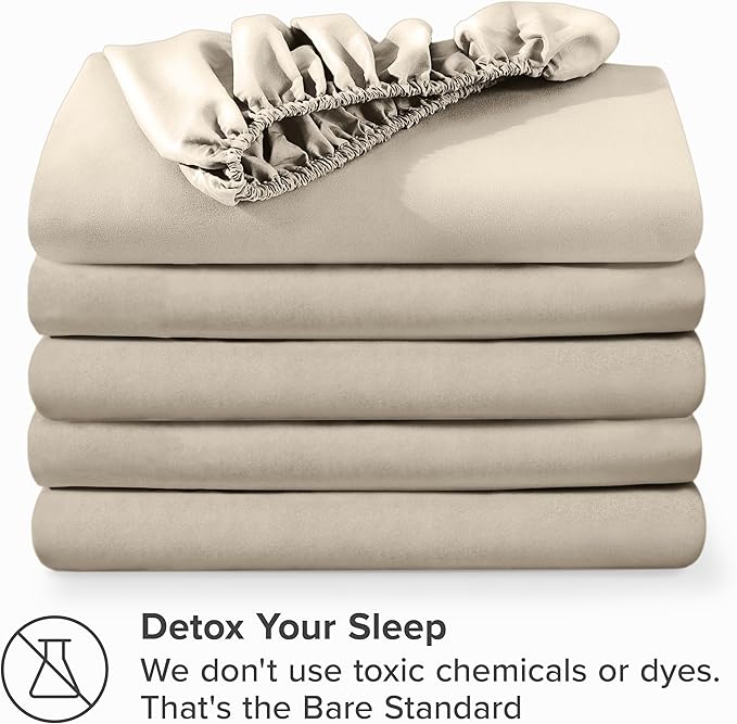 Bare Home 5-Pack Fitted Bottom Ultra-Soft Sheets King - Premium 1800 Ultra-Soft Wrinkle Resistant Microfiber - Deep Pocket (King, Sand)