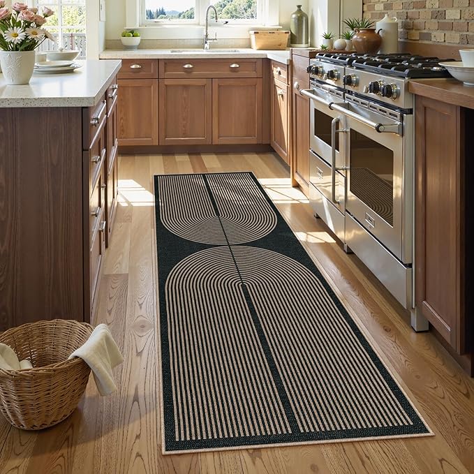 Lahome Modern Rainbow Hallway Runner Rug, 2x6 Washable Easy Jute Rugs for Entryway Kitchen Farmhouse Indoor Outdoor Carpet, Non Slip Runner for Porch Bedroom Laundry Front Door