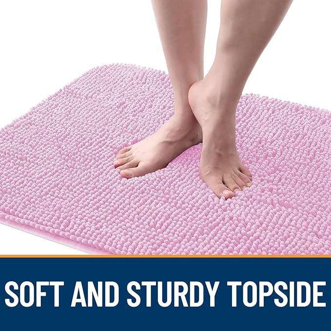OLANLY Dog Door Mat for Muddy Paws 70x46, Absorbs Moisture and Dirt, Absorbent Non-Slip Washable Doormat, Quick Dry Chenille Mud Mat for Dogs, Entry Indoor Entryway Carpet for Inside Floor, Pink