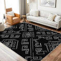 Geometric Rug, Washable 4x6 Rug for Living Room, Black and White Patterned Indoor Carpet, Modern Geometric Decor for Home, Bedroom, Soft Non Slip Thin Design FER16