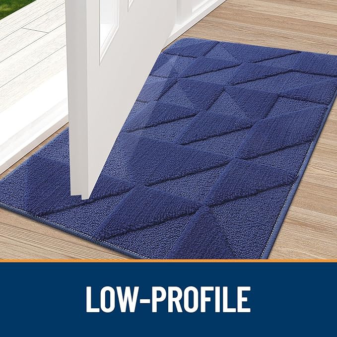 OLANLY Door Mats Indoor, Non-Slip, Absorbent, Dirt Resist, Entrance Washable Mat, Low-Profile Inside Entry Doormat for Entryway (59x36 inches, Navy)