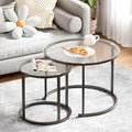 aboxoo Gold Nesting Coffee Table Set of 2, Small Glass Round Nesting Tables