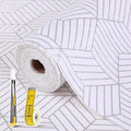 Shelf Liners for Kitchen Cabinets Non Adhesive Shelf Liner Paper Non-Slip Thickened Drawer Liner Easy to Clean for Tool Box Refrigerator with Knife and Tape Measure, Silver Geometric, 23.6 x 236.2 in