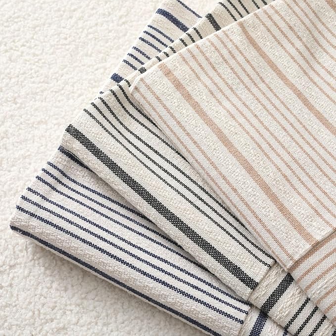 DWR Striped 3D Textured Weave Throw Pillow Covers 20x20 Set of 2, Polyester Cotton Blend in Black, Modern Farmhouse Decorative Pillow Cases for Couch Sofa Bed Living Room
